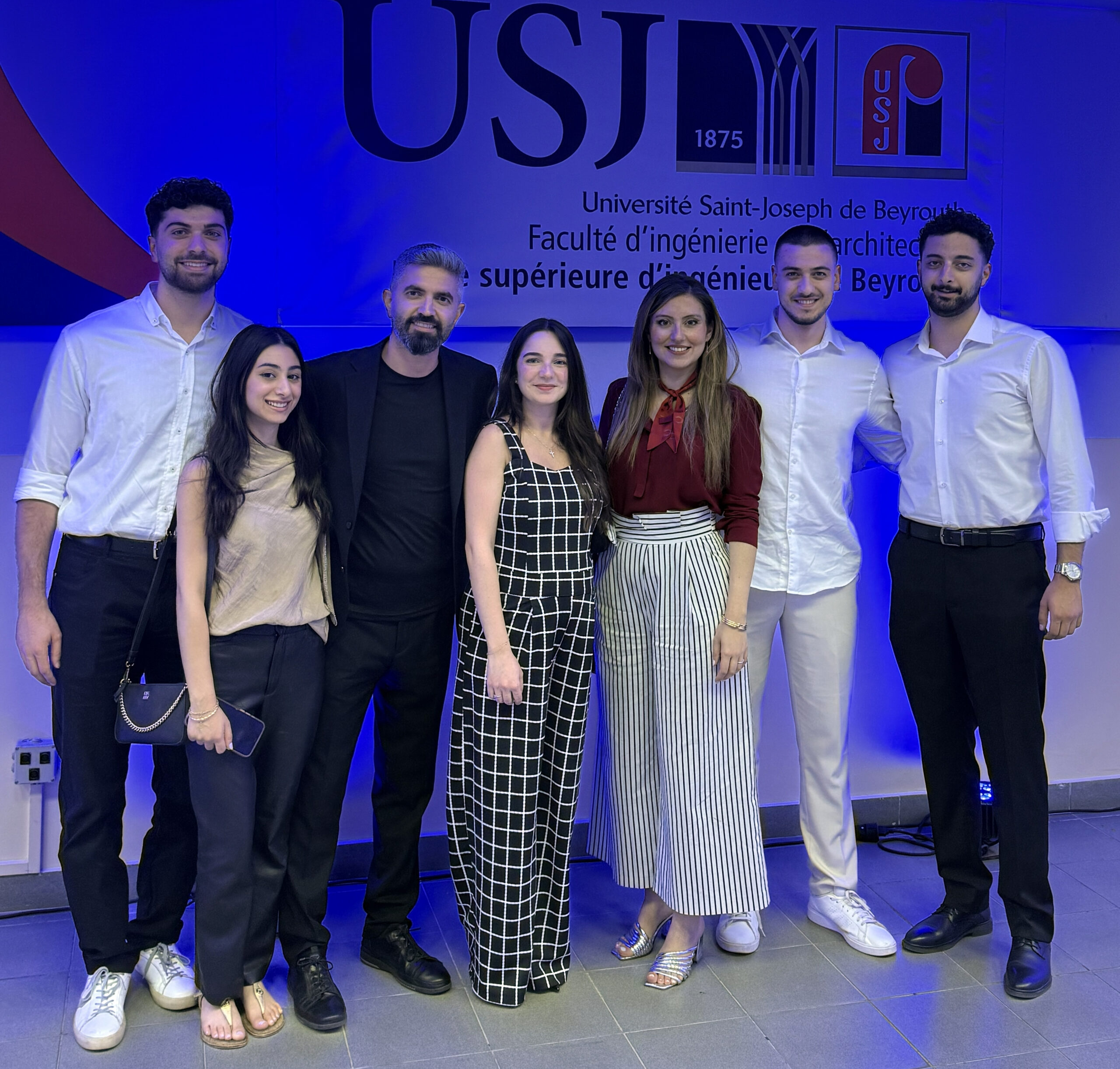 Group photograph with WELD Architecture co-founders at the 2026 ESIB–USJ inauguration