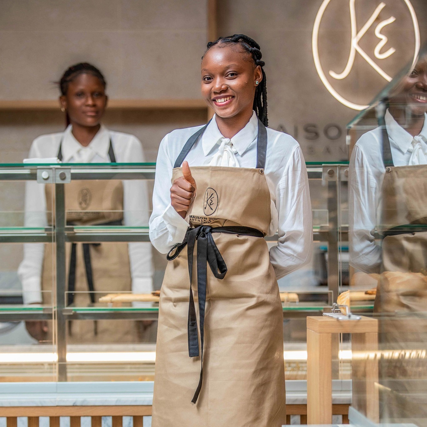 Maison Kayser bakery staff at the pastry counter in Ouagadougou, Burkina Faso