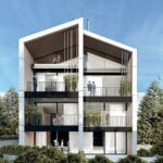 Zaarour WR by WELD Architecture — exterior visualization with pitched roof and planted balconies